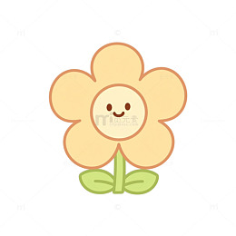 快乐绽放的卡通花卉