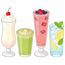 夏日 手绘 质感 果汁 茶