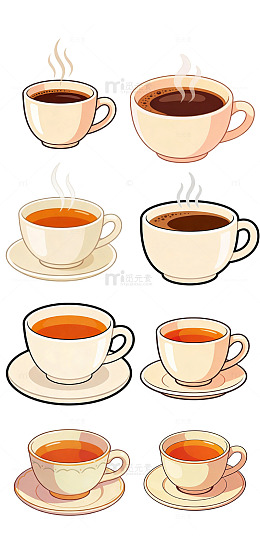 手绘 质感 咖啡 拿铁 茶