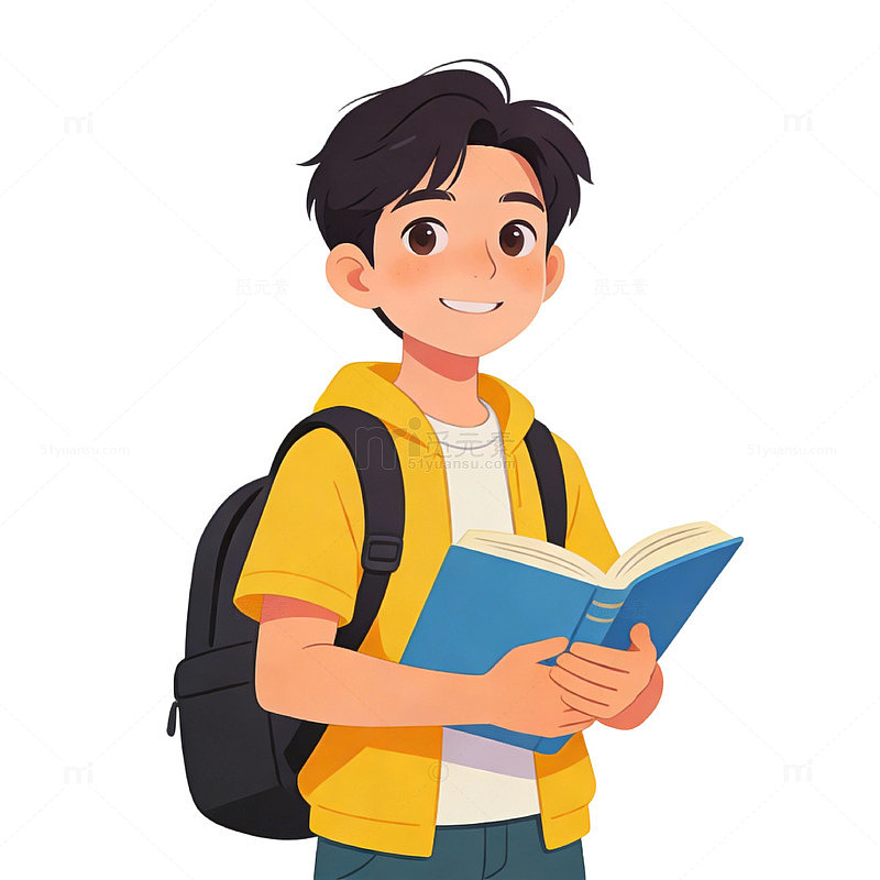 校园青春卡通扁平风格学习