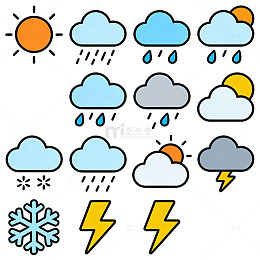 天气卡通扁平风圆滑