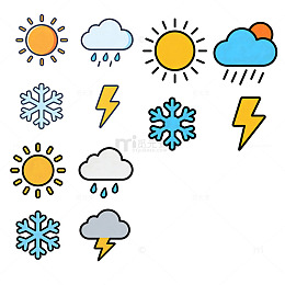 天气图标卡通扁平风，太阳