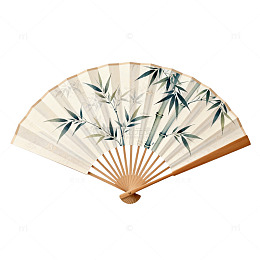 传统中国风折扇竹叶图案