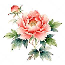 水彩牡丹花卉装饰插画