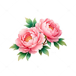 水彩牡丹花卉插画