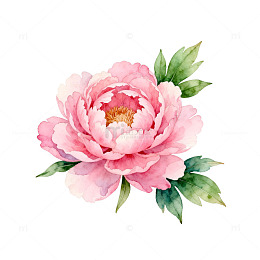 水彩粉色牡丹花艺术插画