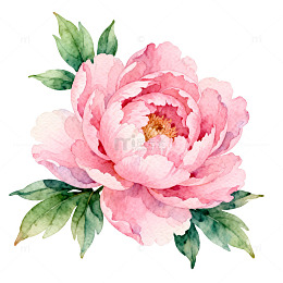 水彩粉色牡丹花插画设计素材
