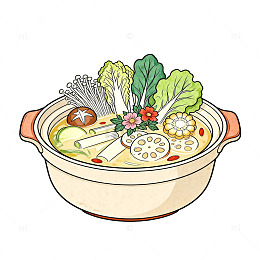 卡通火锅美食插画素材
