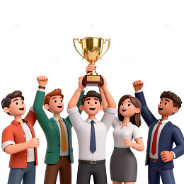 欢庆胜利团队插画