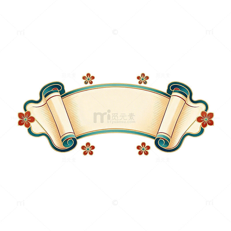 复古卷轴花朵装饰图案