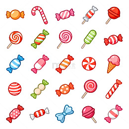 卡通糖果色彩鲜艳图案设计素材