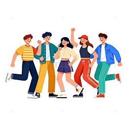 青春活力插画年轻人聚会图