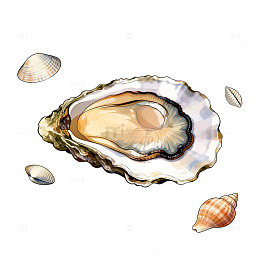 手绘贝壳海鲜插画素材