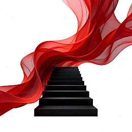 抽象楼梯红绸艺术效果