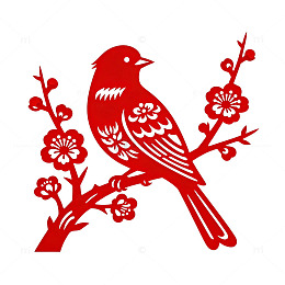 传统剪纸花鸟图案