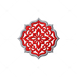 红色花纹刺绣图案