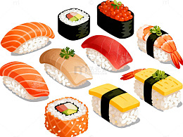 日式寿司美食插画素材