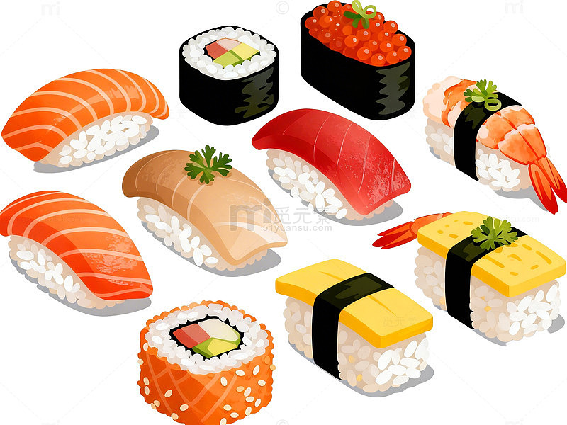 日式寿司美食插画素材