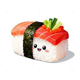 寿司卡通风格美食插画素材