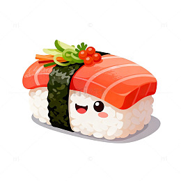 卡通寿司美食插画设计元素