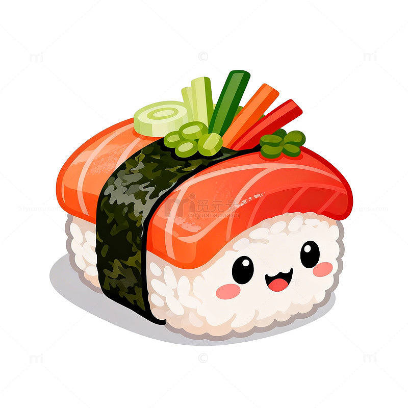 寿司卡通风格美食插画素材