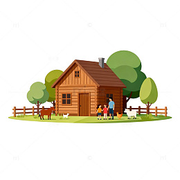 田园风家庭插画