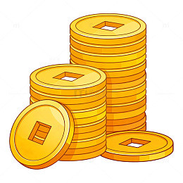 金色硬币堆叠卡通插画
