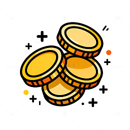 卡通金币堆叠插画素材