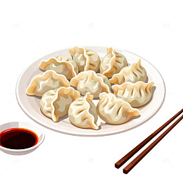 手绘风格饺子美食插画