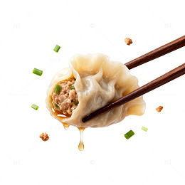 筷子夹饺子美食
