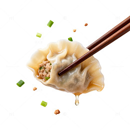 筷子夹饺子美食