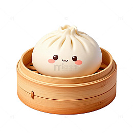 可爱包子卡通形象美食插图