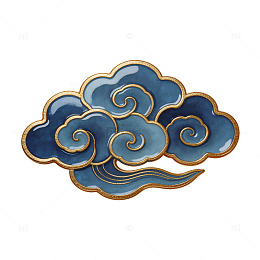 蓝釉描金珐琅祥云纹样元素