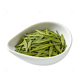 白瓷茶荷嫩绿茶叶展示元素