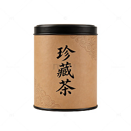 牛皮纸珍藏茶茶叶罐元素