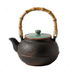 黑铁竹提梁青瓷盖茶壶元素