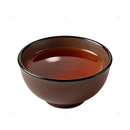 棕黑边品茗杯盛红亮茶汤元素