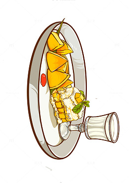 手绘插画美食芒果
