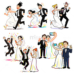 卡通婚礼庆祝插画合集