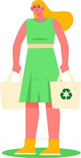 环保女性卡通形象矢量插画
