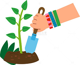 卡通植树环保插画