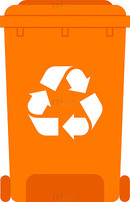 橙色回收垃圾桶图标矢量图