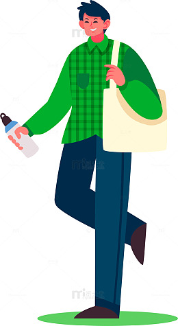 卡通男子购物插图