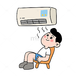 夏天吹空调免抠元素