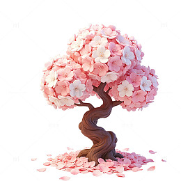 扭曲苍劲矮化樱花树元素
