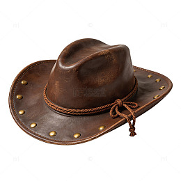 复古做旧棕色铆钉牛仔帽元素