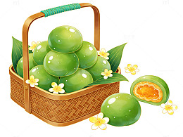 插画风格青团美食插画素材