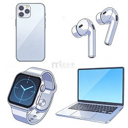 电子数码元素卡通