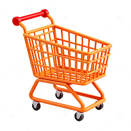 简约橙红色购物车塑料模型
