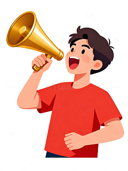 卡通小男孩喇叭宣传图